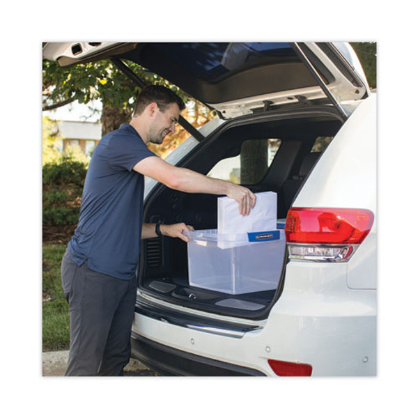 Really Useful Box Snap-Lid Storage Bin, 16.9 gal, 17.31 x 28 x 12.25, Clear/Blue