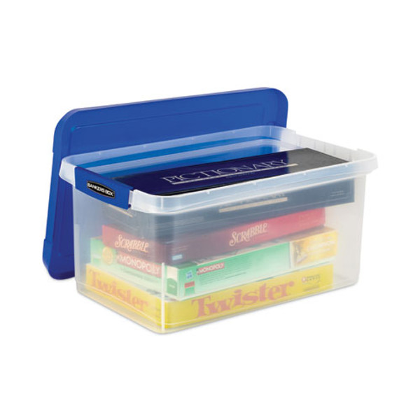 Really Useful Box Snap-Lid Storage Bin, 16.9 gal, 17.31 x 28 x 12.25, Clear/Blue