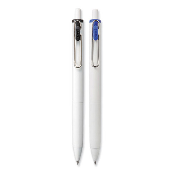Unione Gel Pen, Retractable, Medium 0.7 mm, Blue Ink, White Barrel, Dozen
