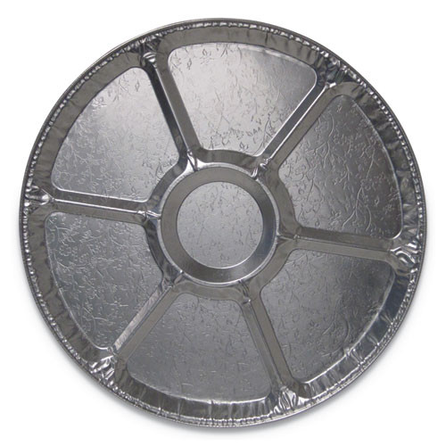 Durable PackagingAluminum Cater Trays, 7 Compartment Lazy Susan, 16" Diameter X 0.81"h, Silver, 50/carton