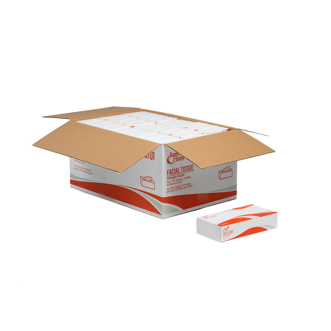 Boxed Facial Tissue, 2-Ply, White, 100 Sheets/Box, 30/Cs