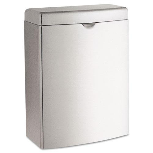 Alpine Industries 451-SSB Wall-Mount Sanitary Napkin Receptacle - 7.5"L x 3.75"W x 10"H, Brushed Stainless