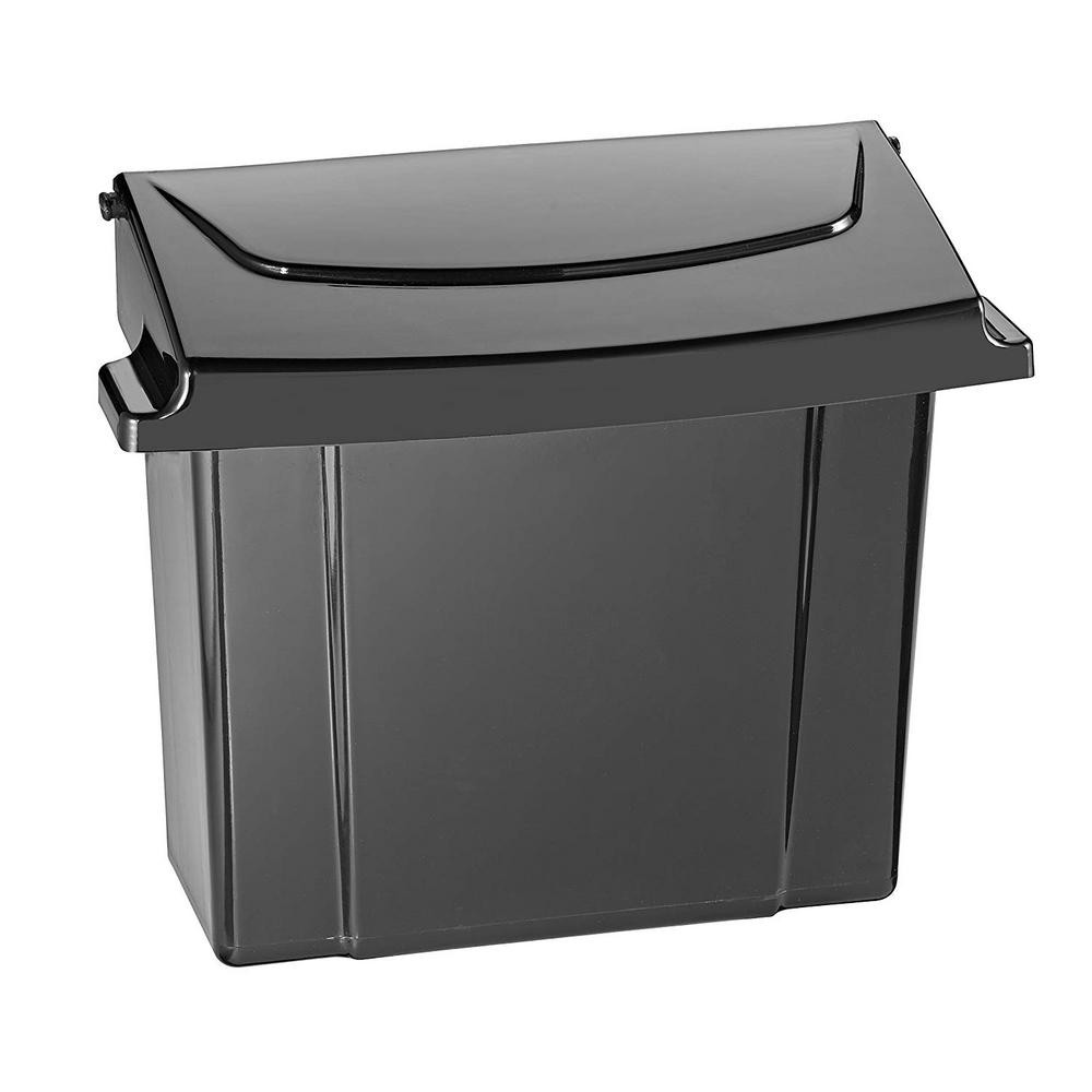 Alpine Industries 451-BLA Wall-Mount Sanitary Napkin Receptacle - 9" x 5" x 10", Plastic, Black