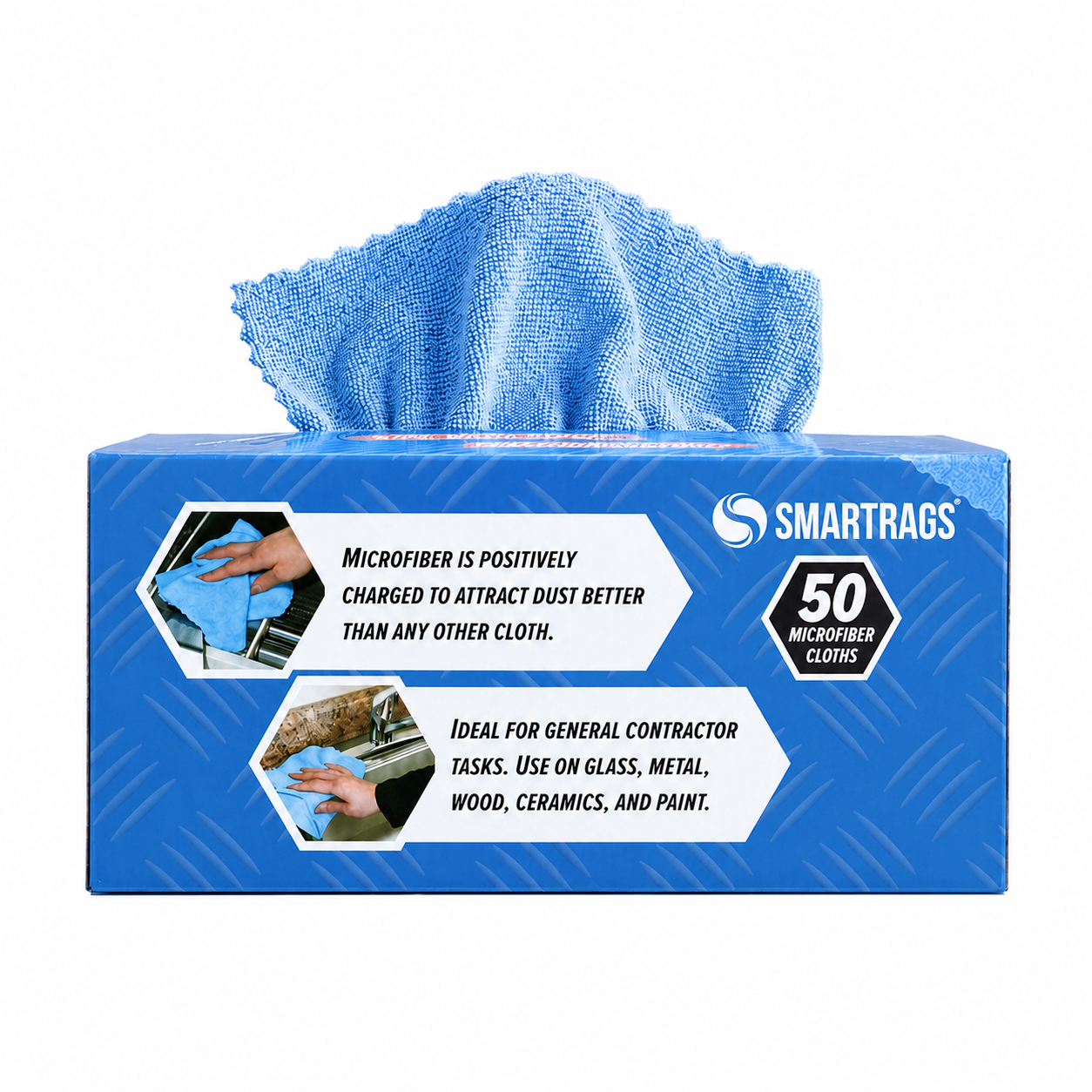 Smartrags, Microfiber Towels 12” x 12”, Blue, 50/Carton