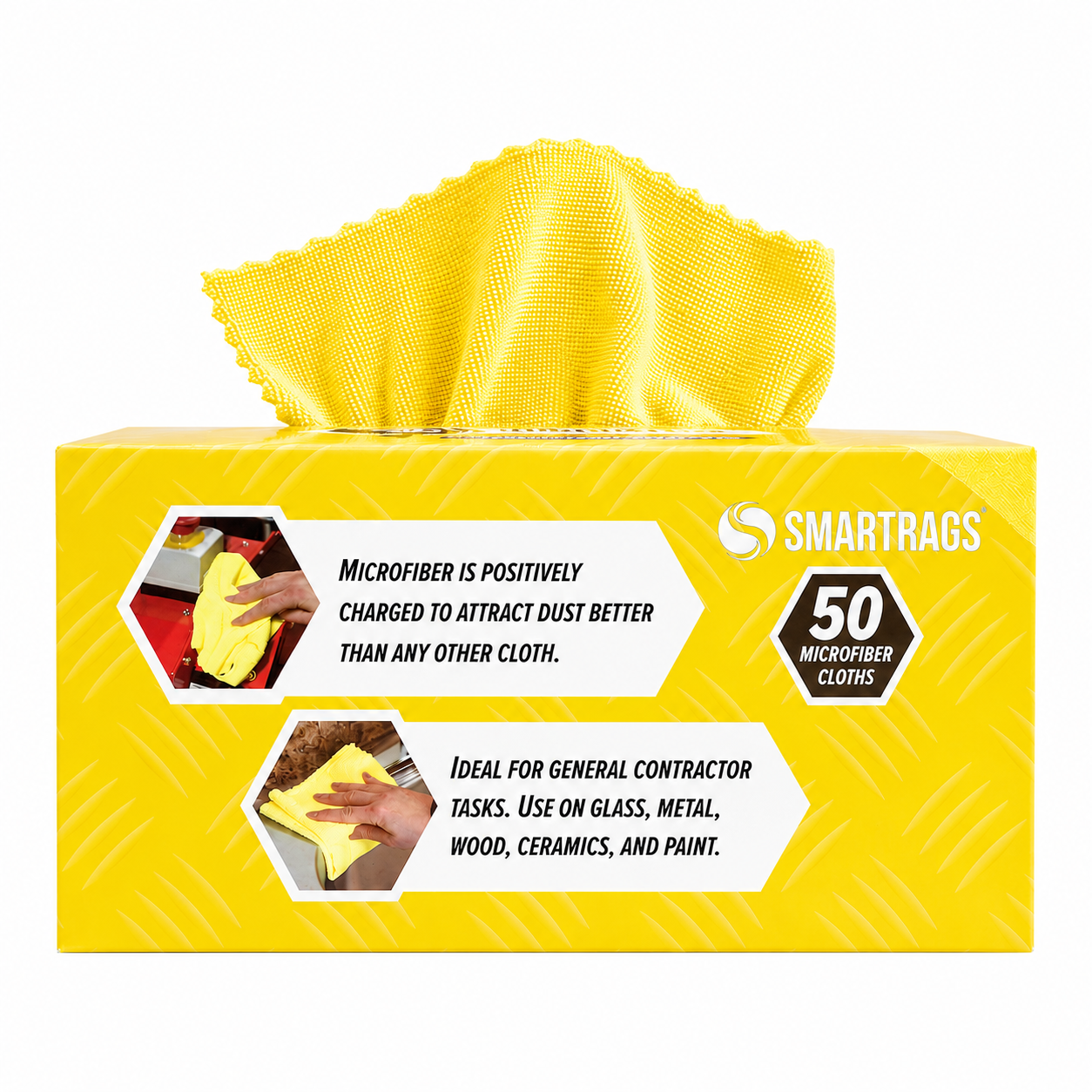 Smartrags, Microfiber Towels 12” x 12”, Yellow, 50/Carton