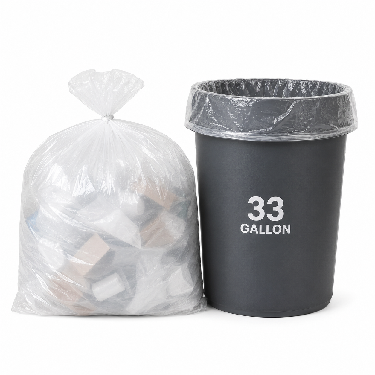 JANITORS FINEST®, CAN LINERS CLEAR, 33 X 40, 16 MICRON, 33 GALLON, 250/CS (CL334016)