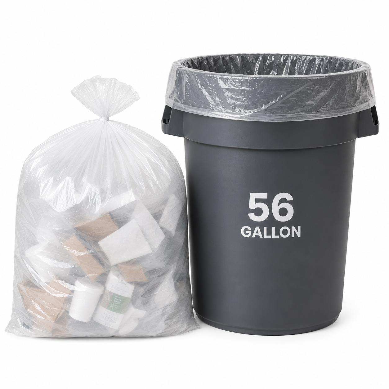 JANITORS FINEST®, CAN LINERS CLEAR, 43 X 48, 16 MICRON, 56 GALLON, 200/CS (CL434816)