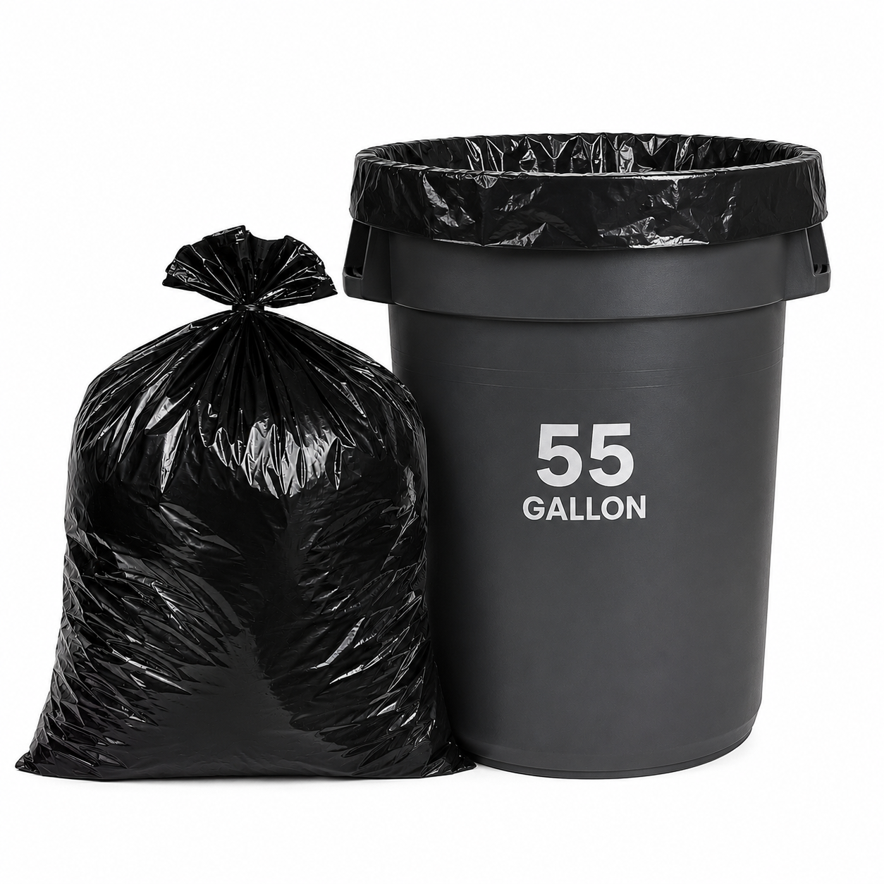 JANITORS FINEST®, CAN LINERS BLACK, 36 X 58, 1.5 MIL, 55 GALLON, 100/CS (LD365815K)