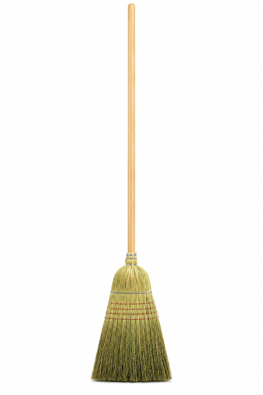 Warehouse Broom, Corn Fiber Bristles, 42" Wood Handle, Natural