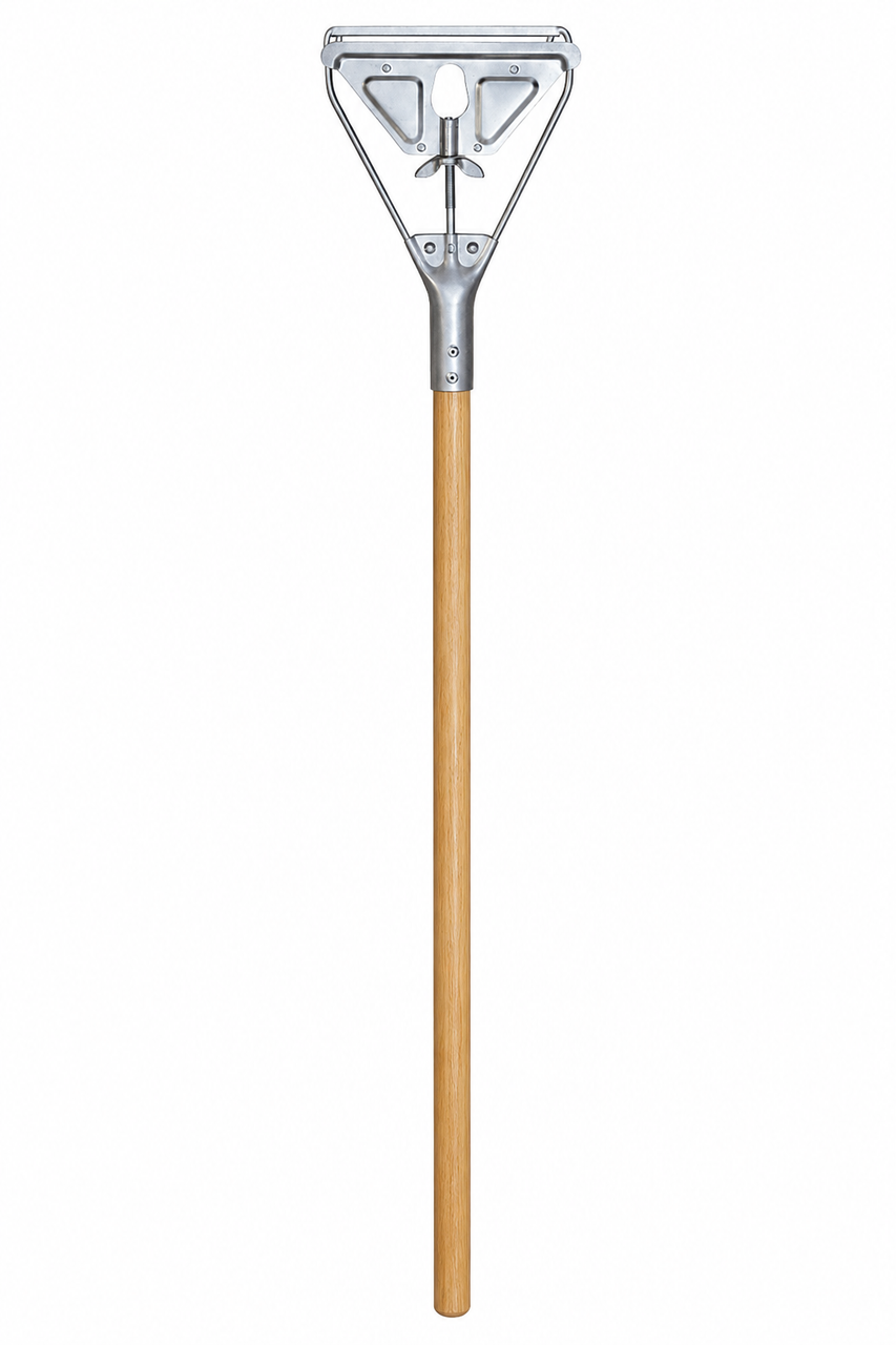 Quick Change Metal Head Wooden Mop Handle, #20 and Up, 1 1/8" Dia. x 63"