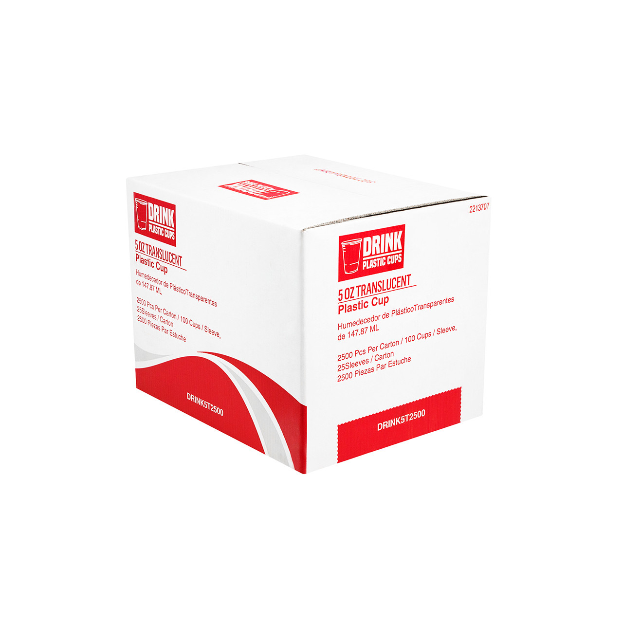 Drink, Translucent Plastic Cold Cups, 5 oz, Polypropylene, 25 Cups/Sleeve, 100 Sleeves/Carton