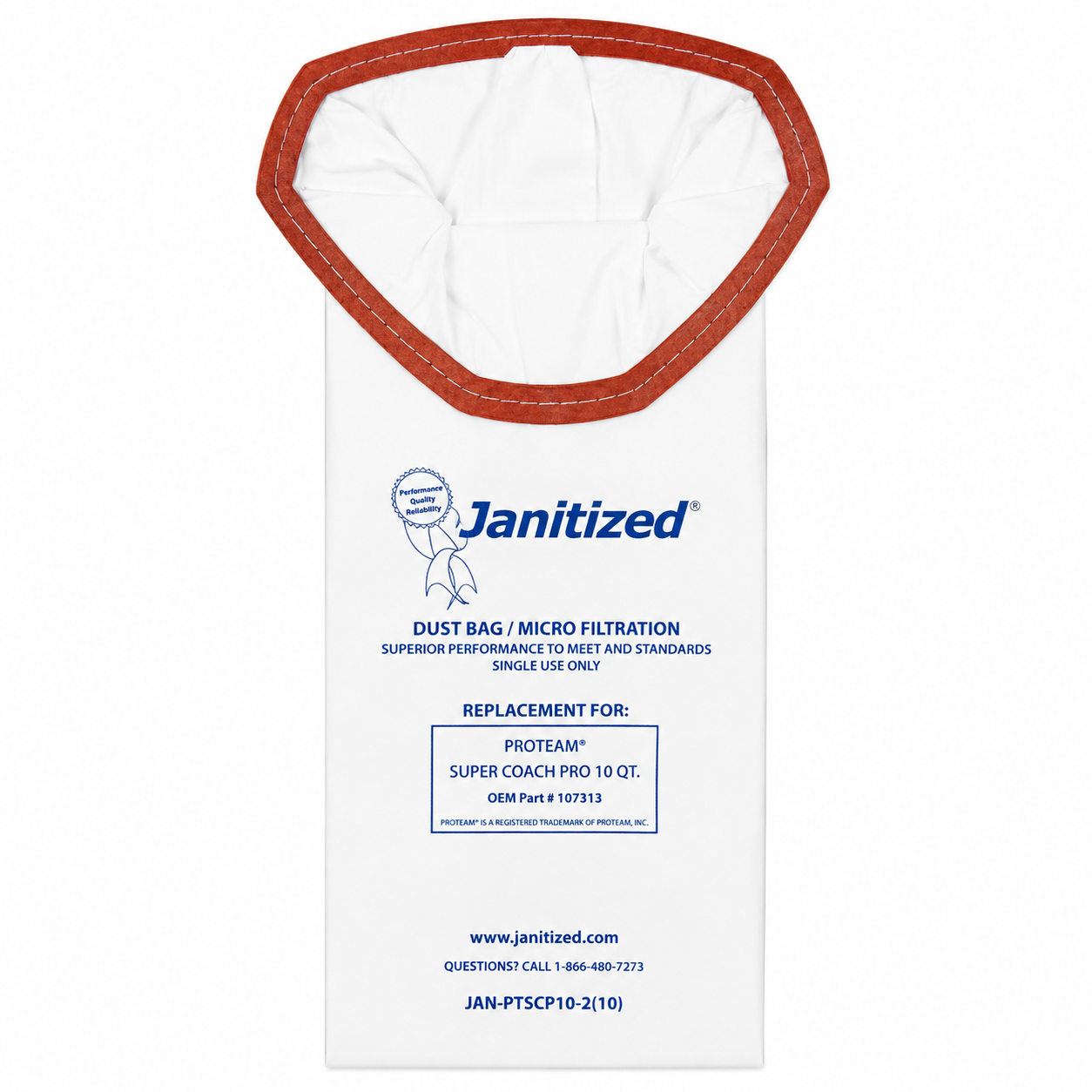 Janitized, Vacuum Filter Bags Designed To Fit Proteam Super Coach Pro 10, 10/ct (APCJANPTSCP102)