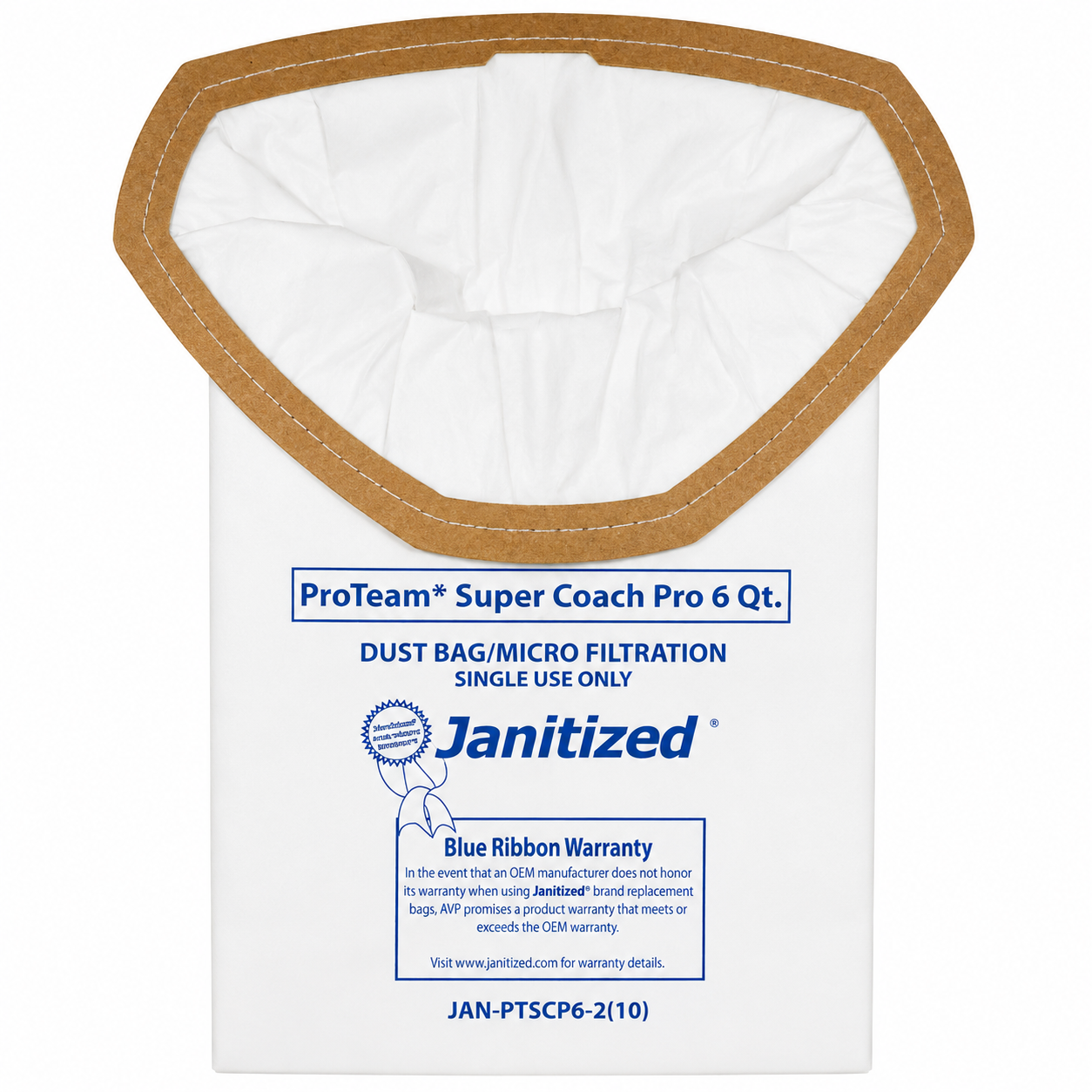 Janitized, Vacuum Filter Bags Designed To Fit Proteam Super Coach Pro 6/gofree Pro, 10/ct (APCJANPTSCP62)