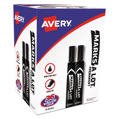 Marks A Lot Desk-Style Dry Erase Marker Value Pack, Broad Chisel Tip,  Black, 36/Pack (98207)