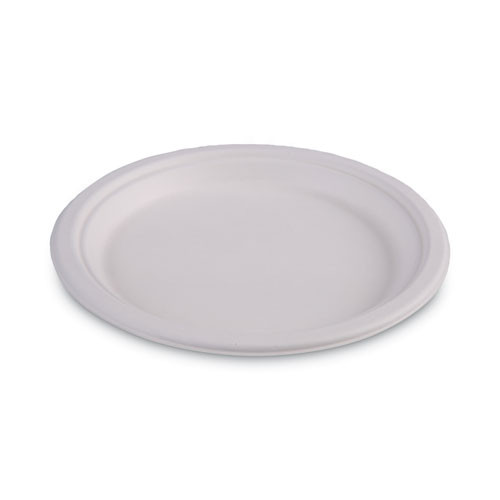 Bagasse Dinnerware, Plate, 9" Dia, White, 500/carton (BWKPLATEWF9)