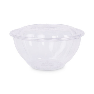 Renewable and Compostable Salad Bowls with Lids, 24 oz, Clear