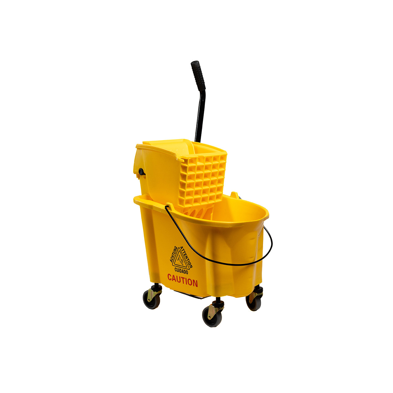 MOP BUCKET/WRINGER COMBOS, SIDE-PRESS, 26 QT, PLASTIC, YELLOW