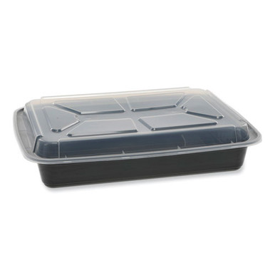 Newspring VERSAtainer Microwavable Containers, Rectangular, 12 oz, 4.5 x 5.5 x 2.12, White/Clear, Plastic, 150/Carton