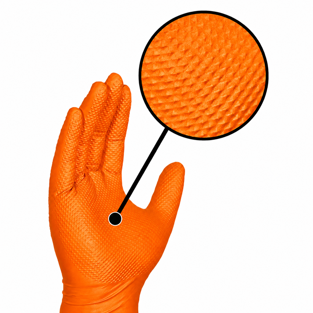 SUNNYCARE, ORANGE, DIAMOND TEXTURED NITRILE GLOVES, 8 MIL, 100 PER BOX, LARGE