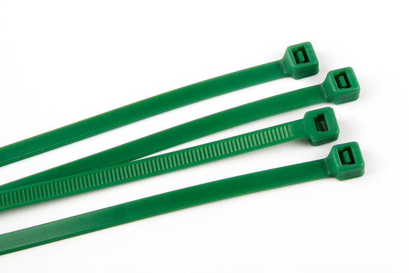 11" NYLON, CABLE ZIP TIES, GREEN, 50 LB TENSILE, 1000, BAG