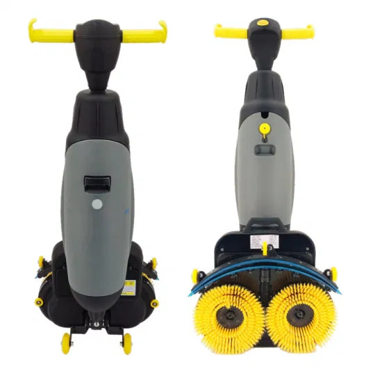 VOL430 17" Walk-behind Floor Scrubber Machine, 360 Degree Rotating Head, Cordless Rechargeable Lithium Battery