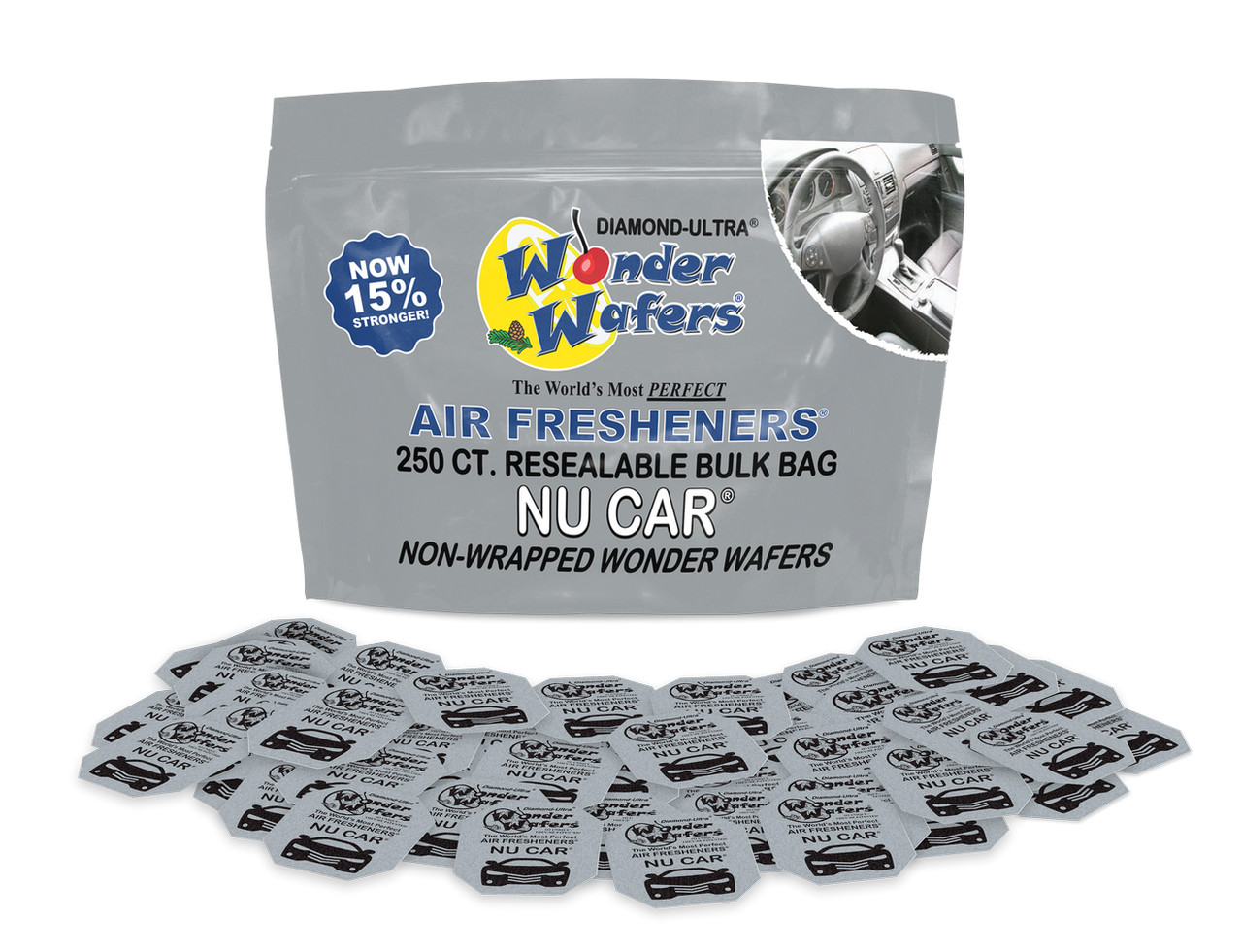 WONDER WAFERS, NEW CAR, AUTO AIR FRESHENERS, 250 CT