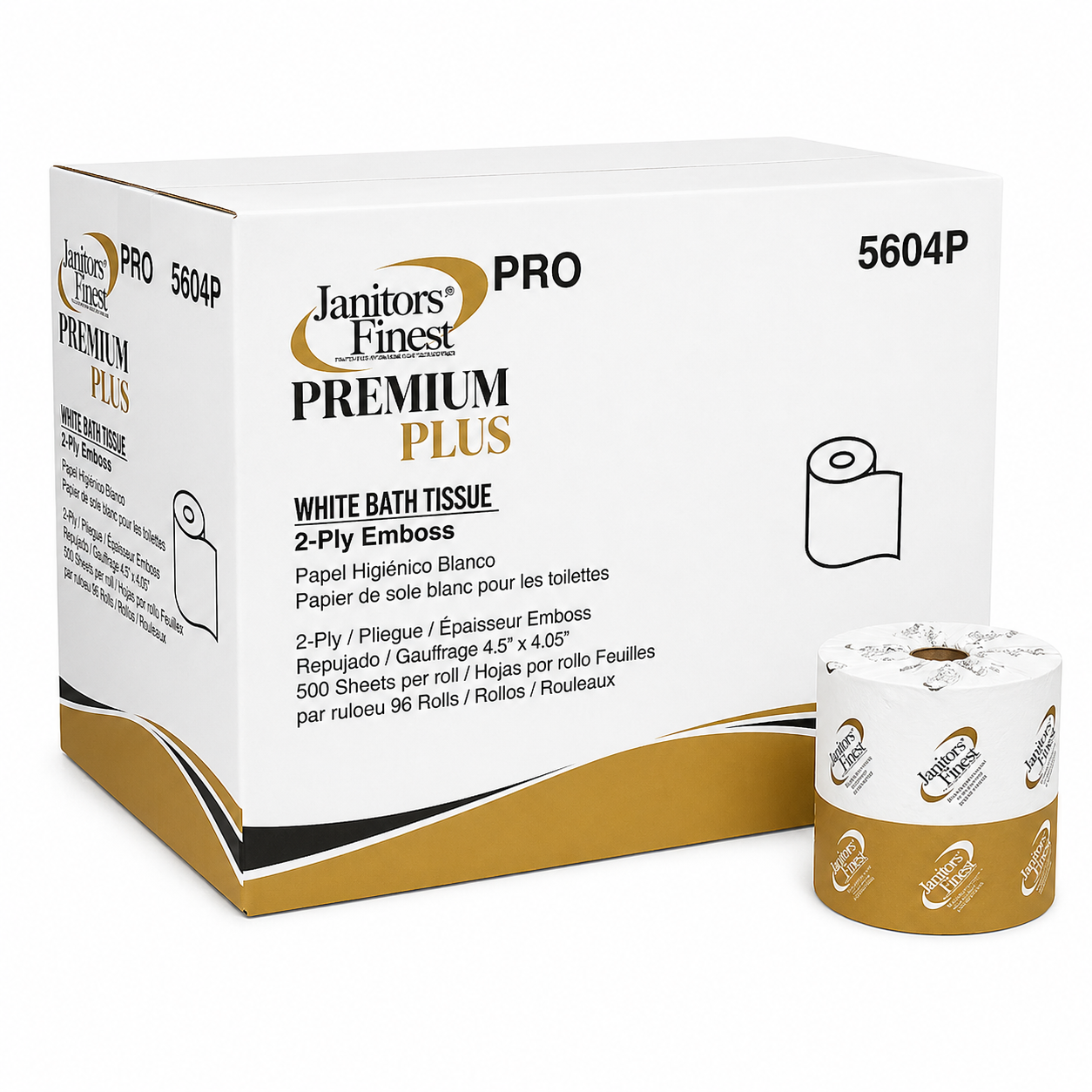 JANITORS FINEST PRO, BATHROOM TISSUE, 2-PLY, WHITE, 4.5 X 4.0 SHEET, 500 SHEETS/ROLL, 96/CARTON