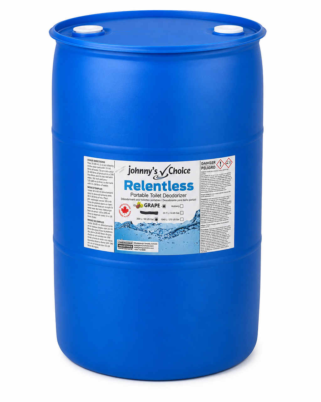 Johnny's Choice Relentless Portable Toilet Deodorizer Grape 55 Gallon Drum