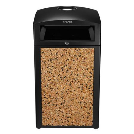 Alpine Industries 472-40-STO 40 gal Outdoor Decorative Trash Can , with Ash tray- Metal, Stone