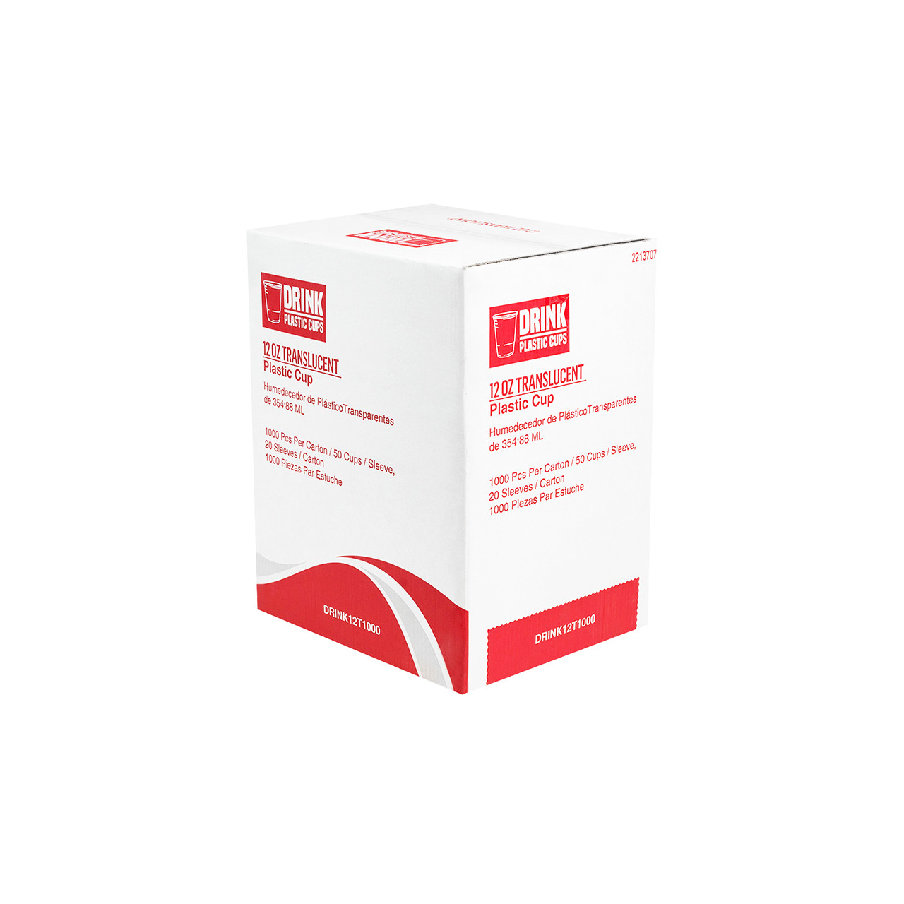 Drink, Translucent Plastic Cold Cups, 12 oz, Polypropylene, 20 Cups/Sleeve, 50 Sleeves/Carton