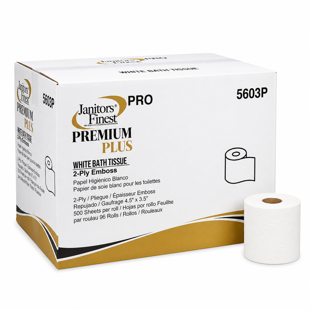 JANITORS FINEST PRO, BATHROOM TISSUE, 2-PLY, WHITE, 4.5 X 3.5 SHEET, 500 SHEETS/ROLL, 96/CARTON (SOFT TOUCH REPLACEMENT)