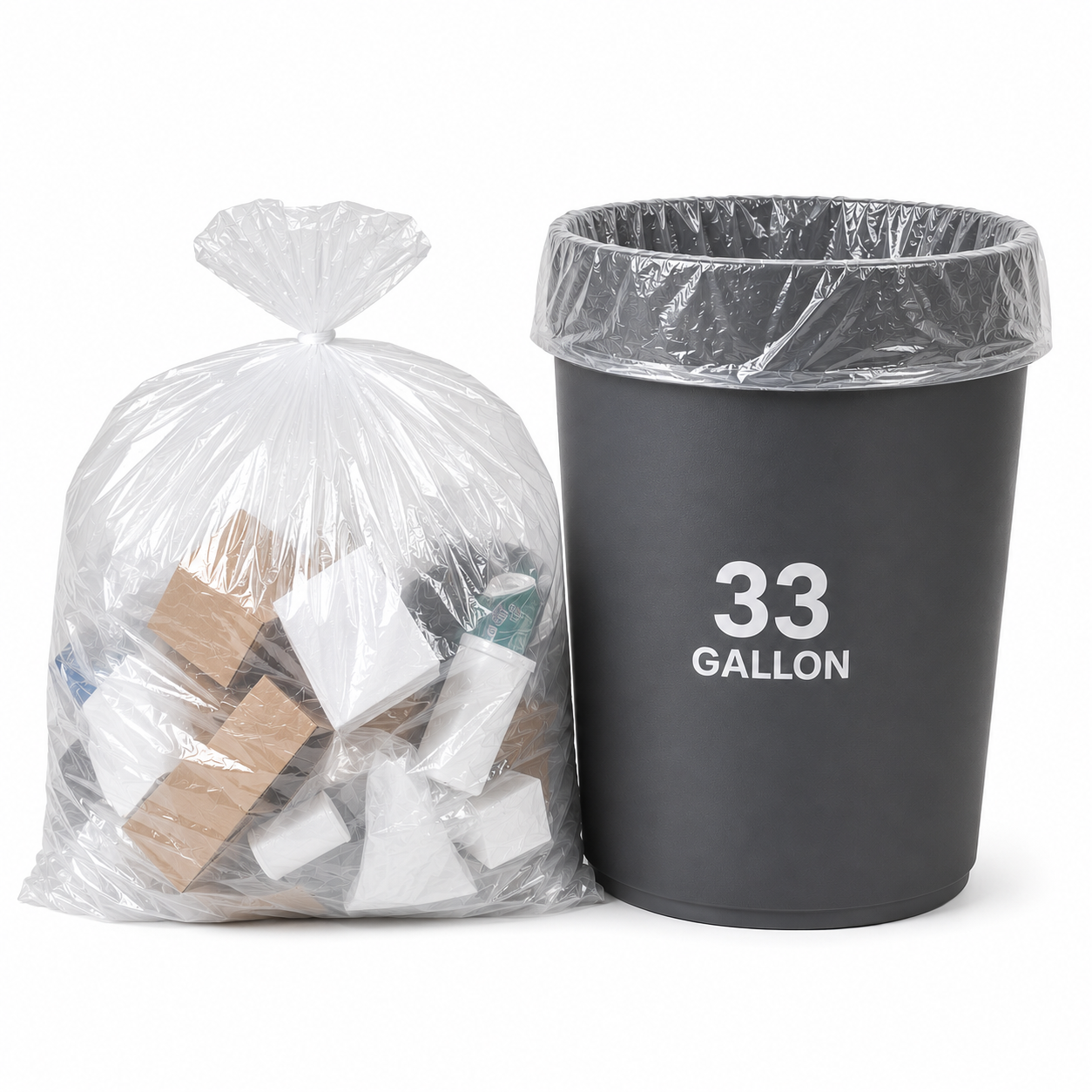 JANITORS FINEST®, CAN LINERS CLEAR, 33 X 39, .60 MIL, 33 GALLON, 250/CS (LD333906C)
