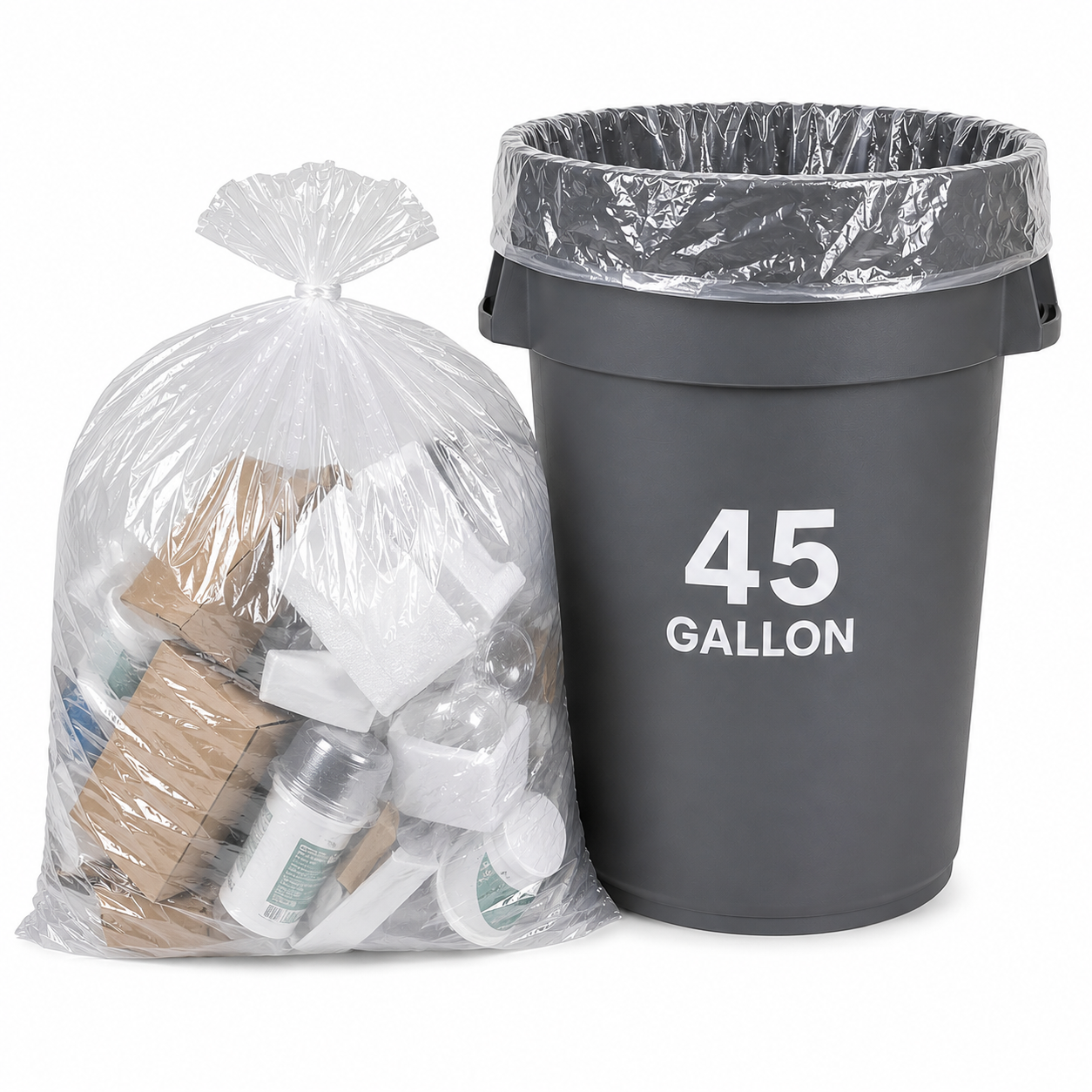 JANITORS FINEST®, CAN LINERS CLEAR, 40 X 46, 1.1 MIL, 40-45 GALLON, 100/CS (LD404611C)