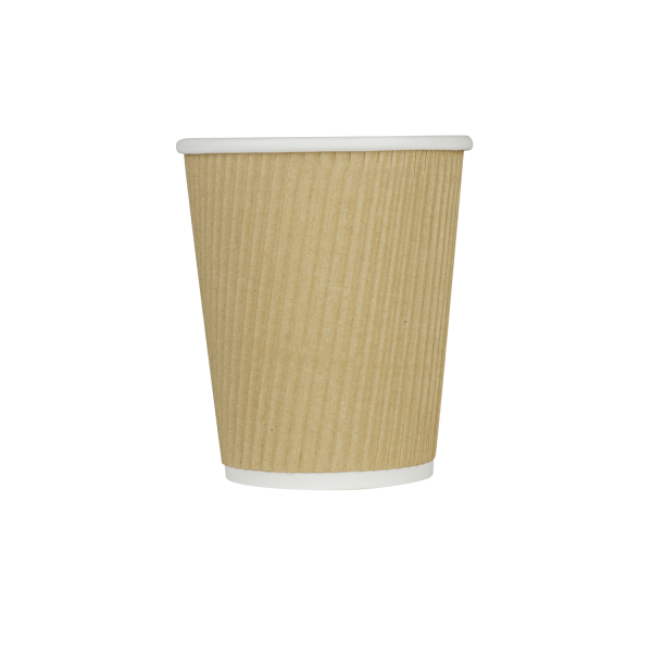 8 oz Ripple Paper Hot Cups, Kraft, 500 ct (R8PCK)