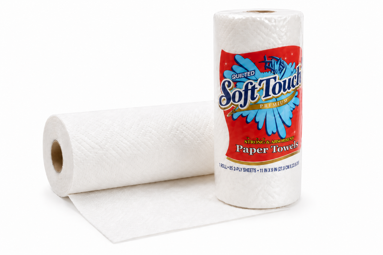 Soft Touch Kitchen Roll Towels, Perforated, 2-Ply, 11 x 9, White, 85 Sheets/Roll, 30 Rls/Ct