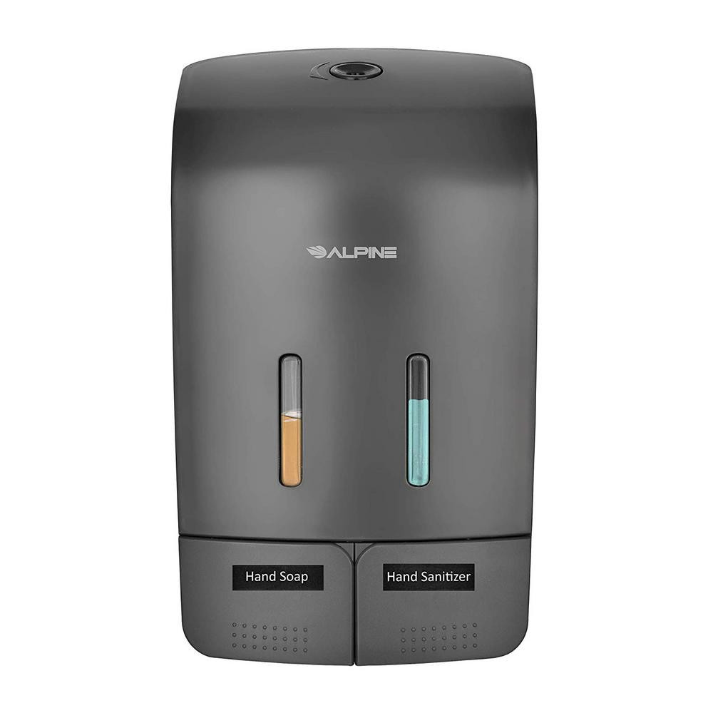 ALPINE INDUSTRIES DOUBLE SOAP & HAND SANITIZER DISPENSER, SURFACE MOUNTED, 2 X 18.5 OZ CAPACITY GRAY (426GRY)
