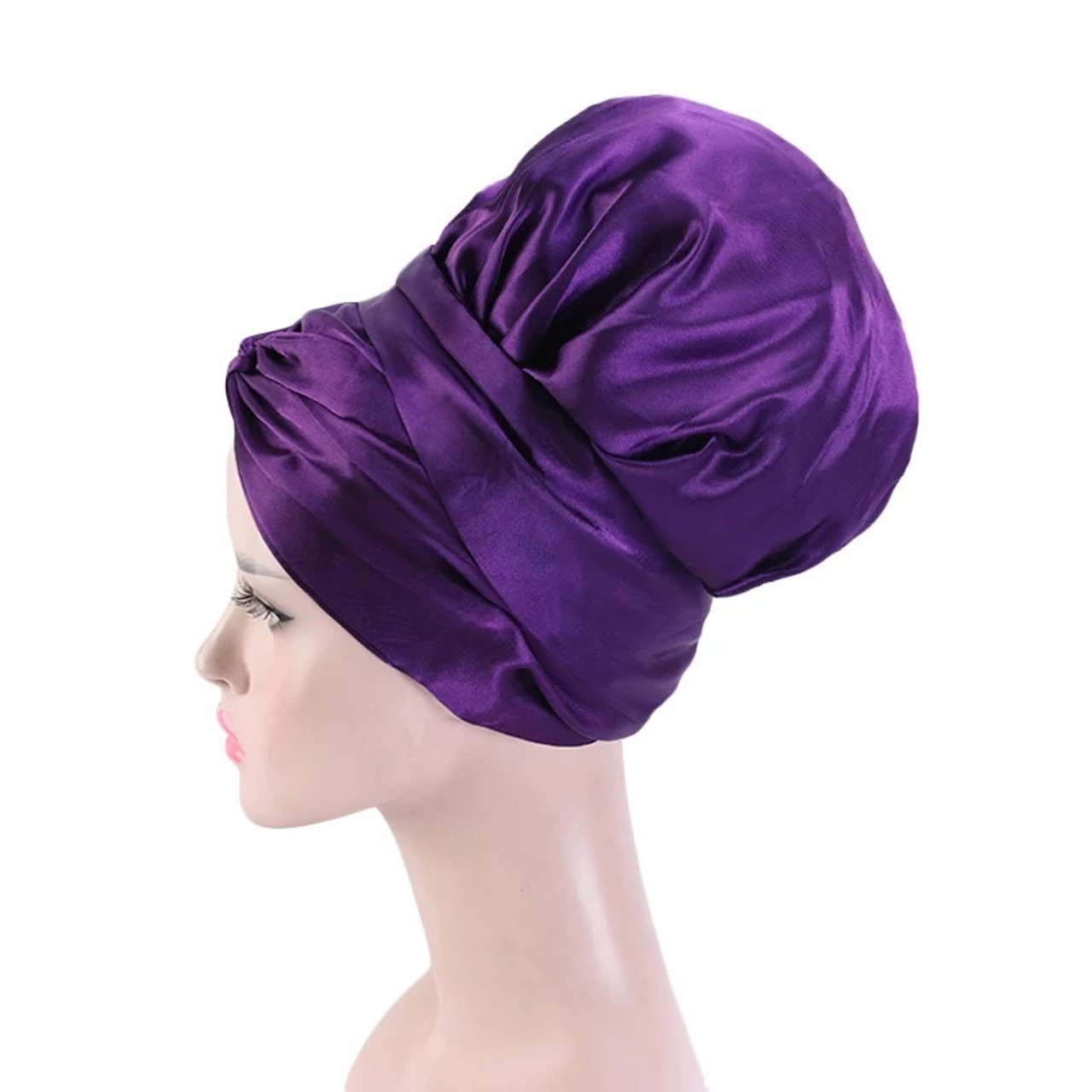 SATIN LINED BONNET Head Wrap With Band, Bright Ankara African
