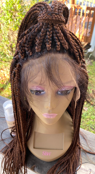Hand-Braided Realistic Knotless Box Braid Lace Frontal Wig
