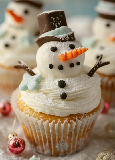 Melting Snowman Cupcakes