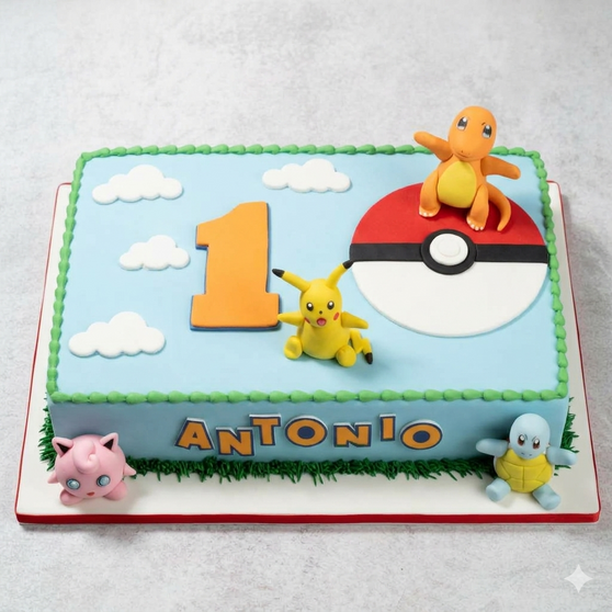 Pokemon Garden Sheet Cake