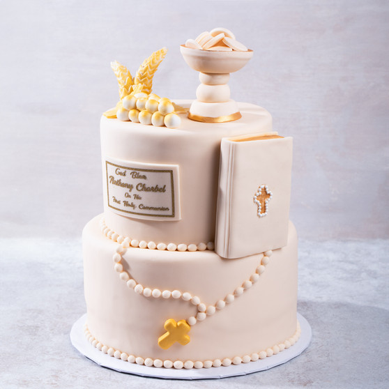 Golden First Communion Cake