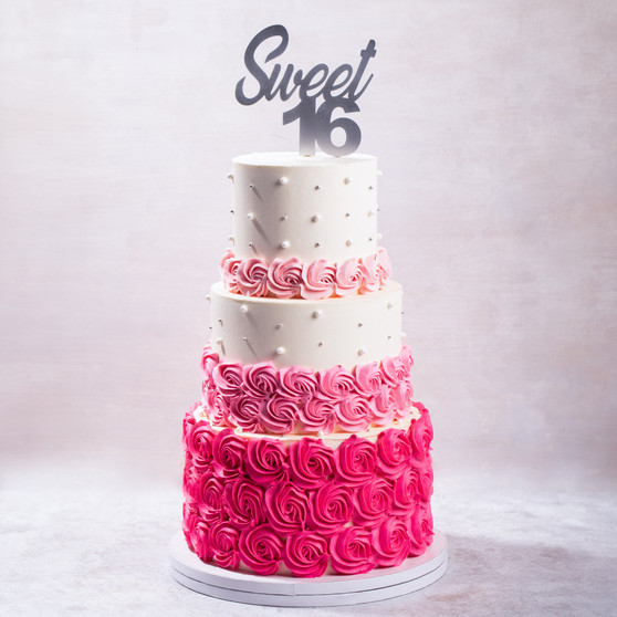 Sweet Sixteen Rosettes Cake