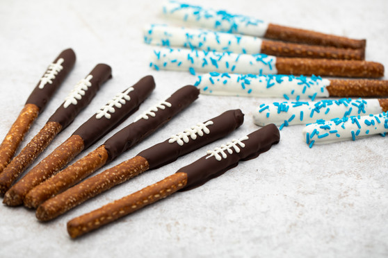 Football Chocolate Dipped Pretzels
