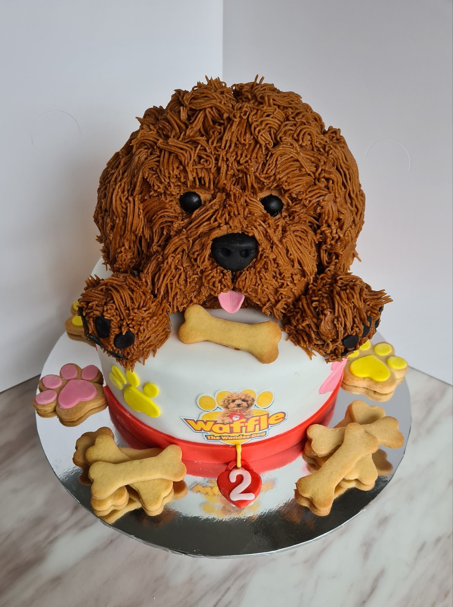 Waffle Dog Cake Topper Portrait Cake For Pets Round Cake With Dog