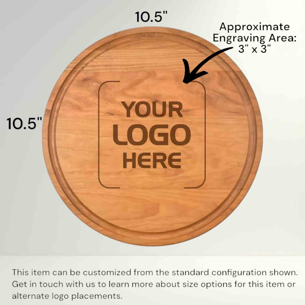 Round Wood Cutting Board with Juice Groove, Cherry, Small, 10 ½" x ¾"