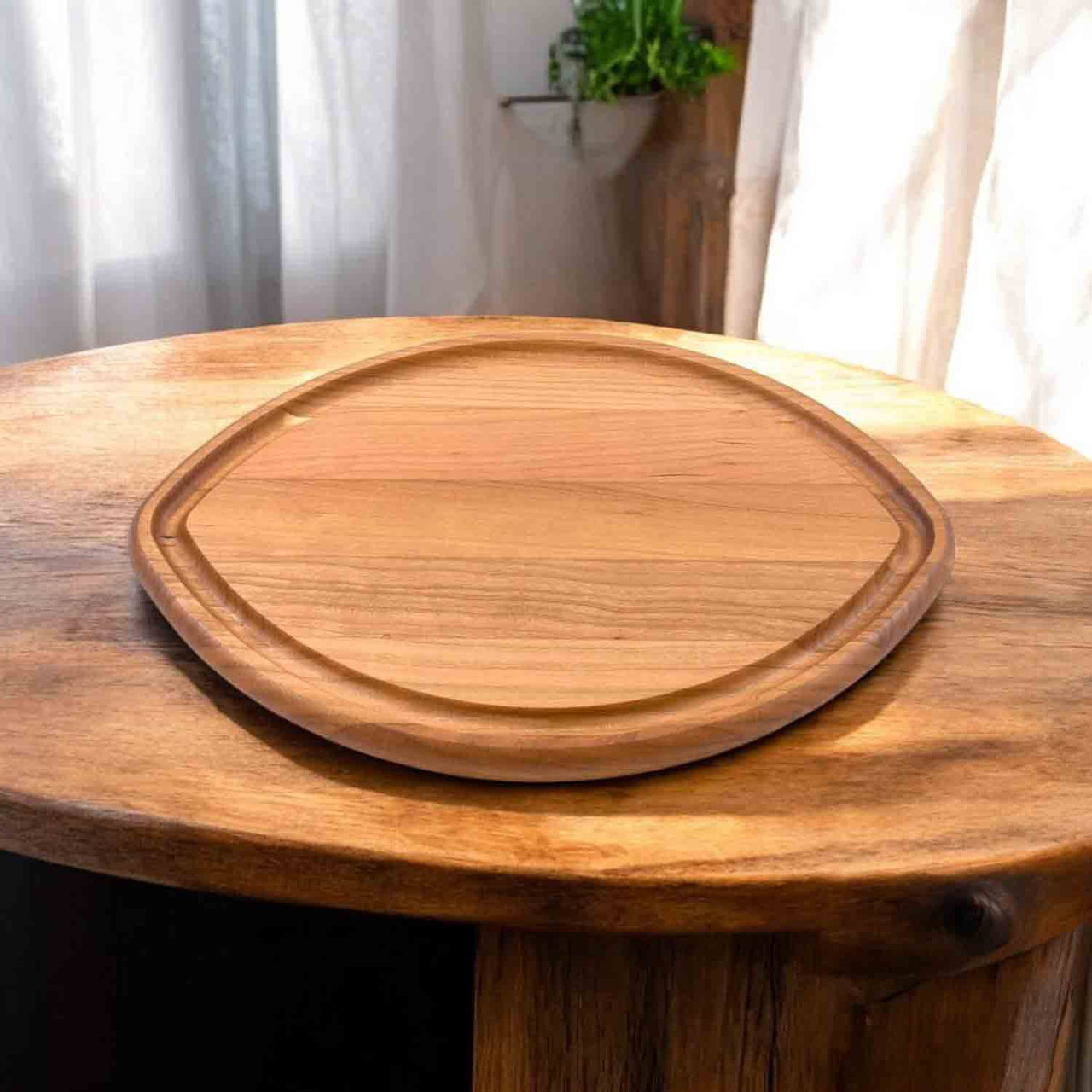 Football Shaped Cutting Board with Juice Groove, Cherry, Medium, 10" x 15" x ¾"