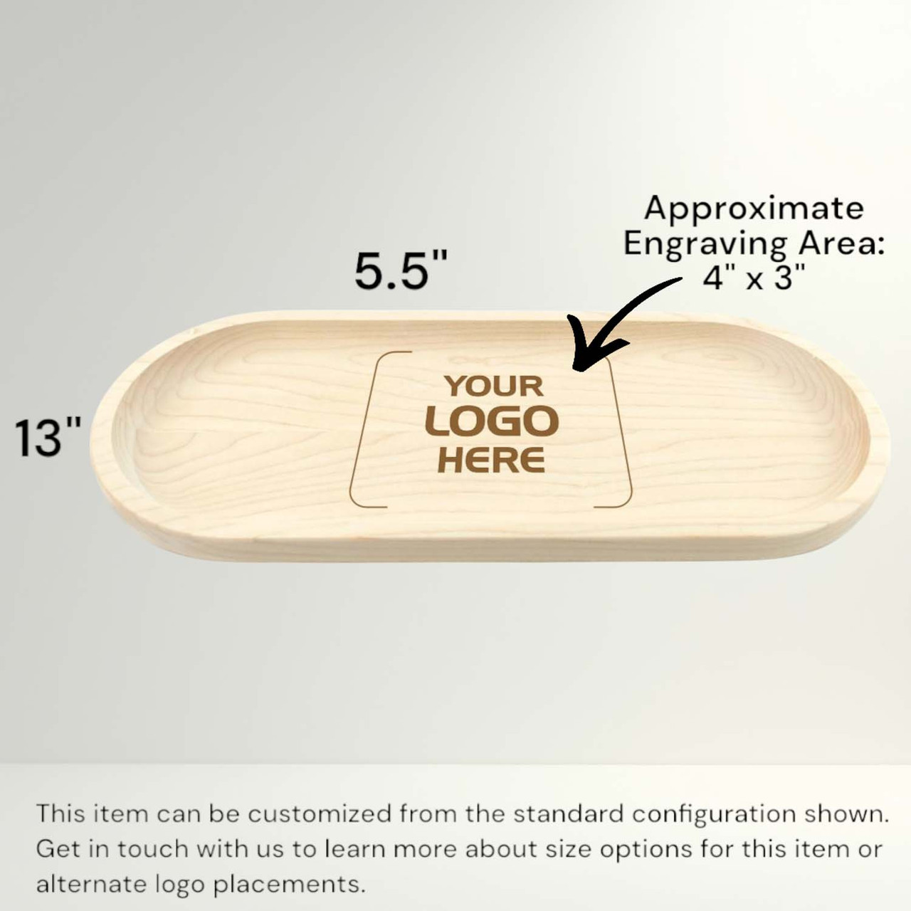 Oval Tray, Maple, Medium, 5½" x 13" x ¾”