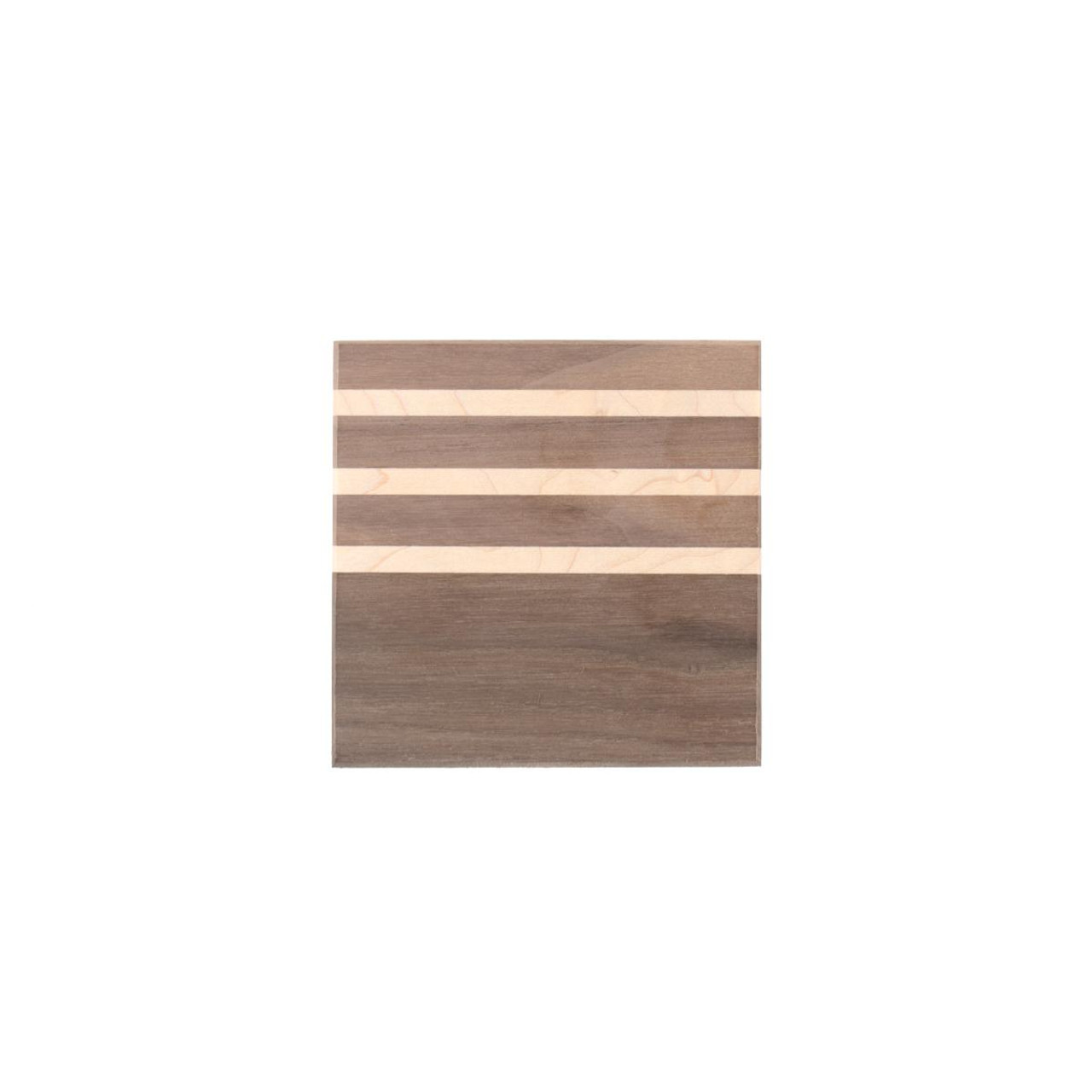 Square Coaster with Stripes, Walnut, 4” x 4” x 5/16”