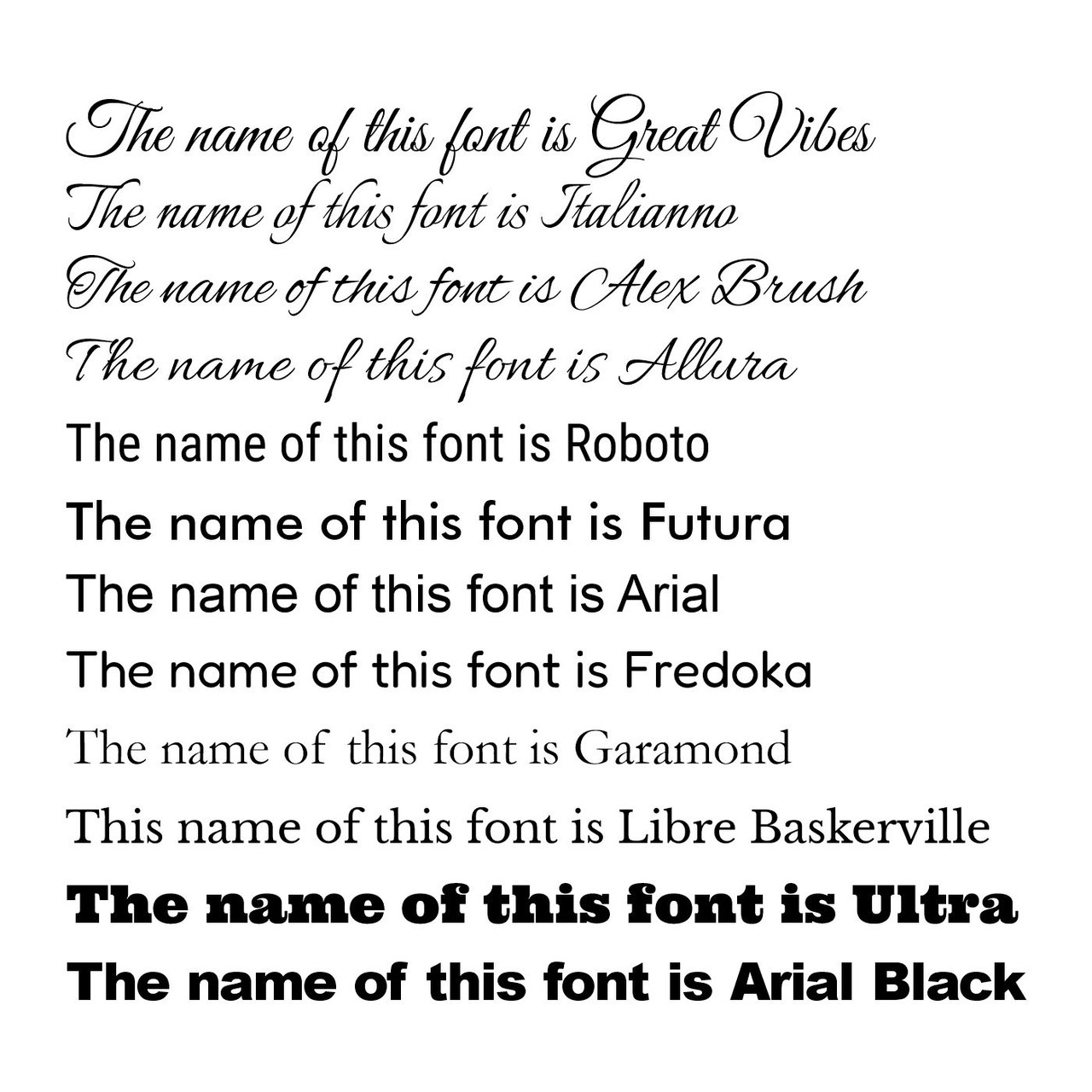 Sample Fonts - Group 1