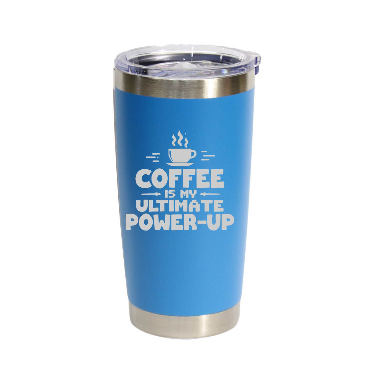 'Coffee Is My Ultimate Power-Up', Stainless Steel Tumbler, 20 Oz., Choose Your Color, Made4You